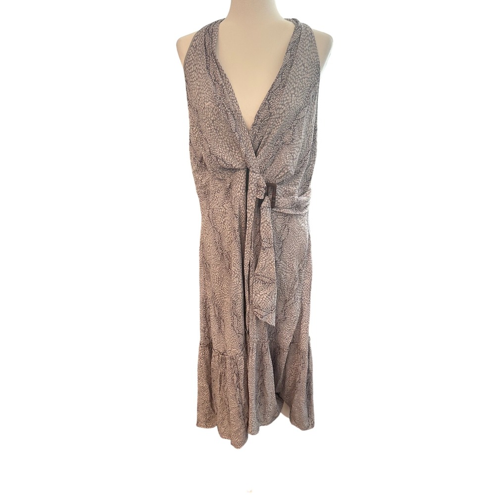 Anthropologie A+ Snake Print Halter Maxi Dress Grey White Plus Size 16W OP977915 - Picture 2 of 8